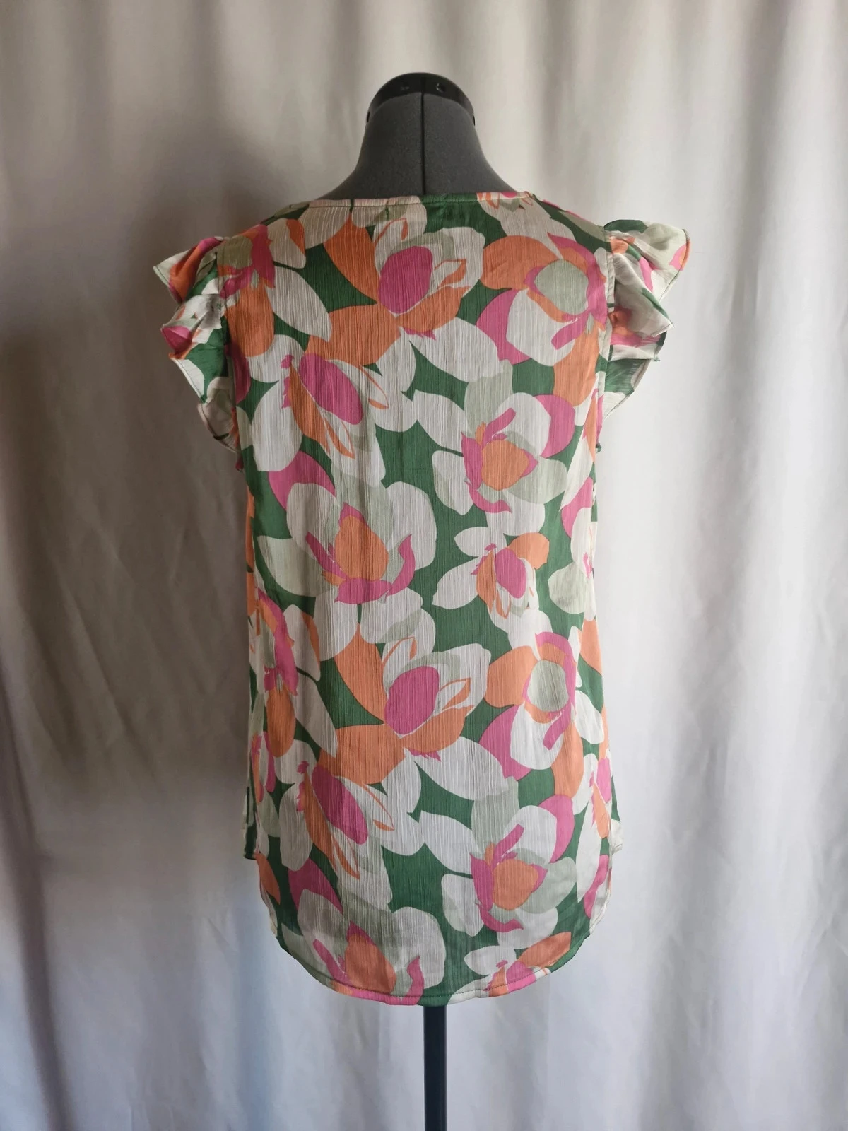 Blusa fluida Suzzy & Milly con flores – Talla S – Mangas con volantes – Espíritu primaveral – photo 3